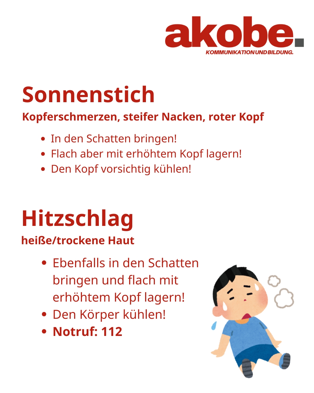 Wie man bei Sonnenstich und Hitzschlag richtig vorgeht